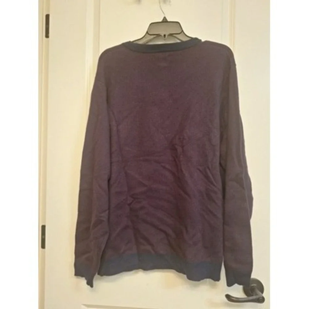 Stafford Mens XXL Plum Navy Crewneck‎ Sweater Wool Cashmere Blend NWT